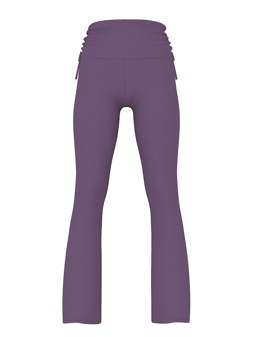 Waﬄe Knit Foldover Flare Pants