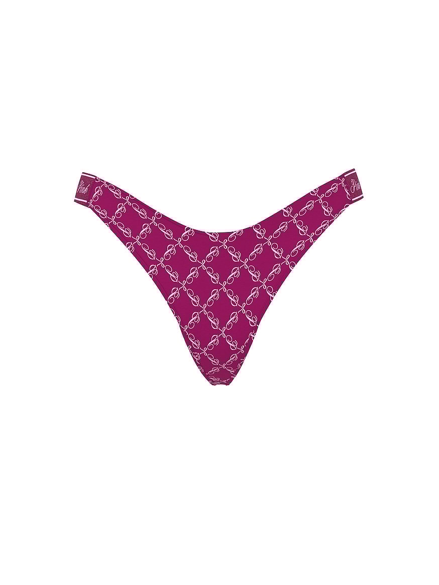 Logo Cotton Shine High-Leg Thong Panty
