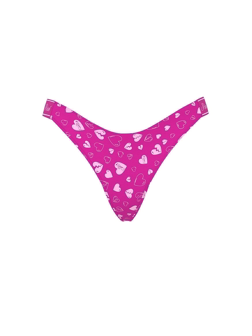 Logo Cotton Shine High-Leg Thong Panty