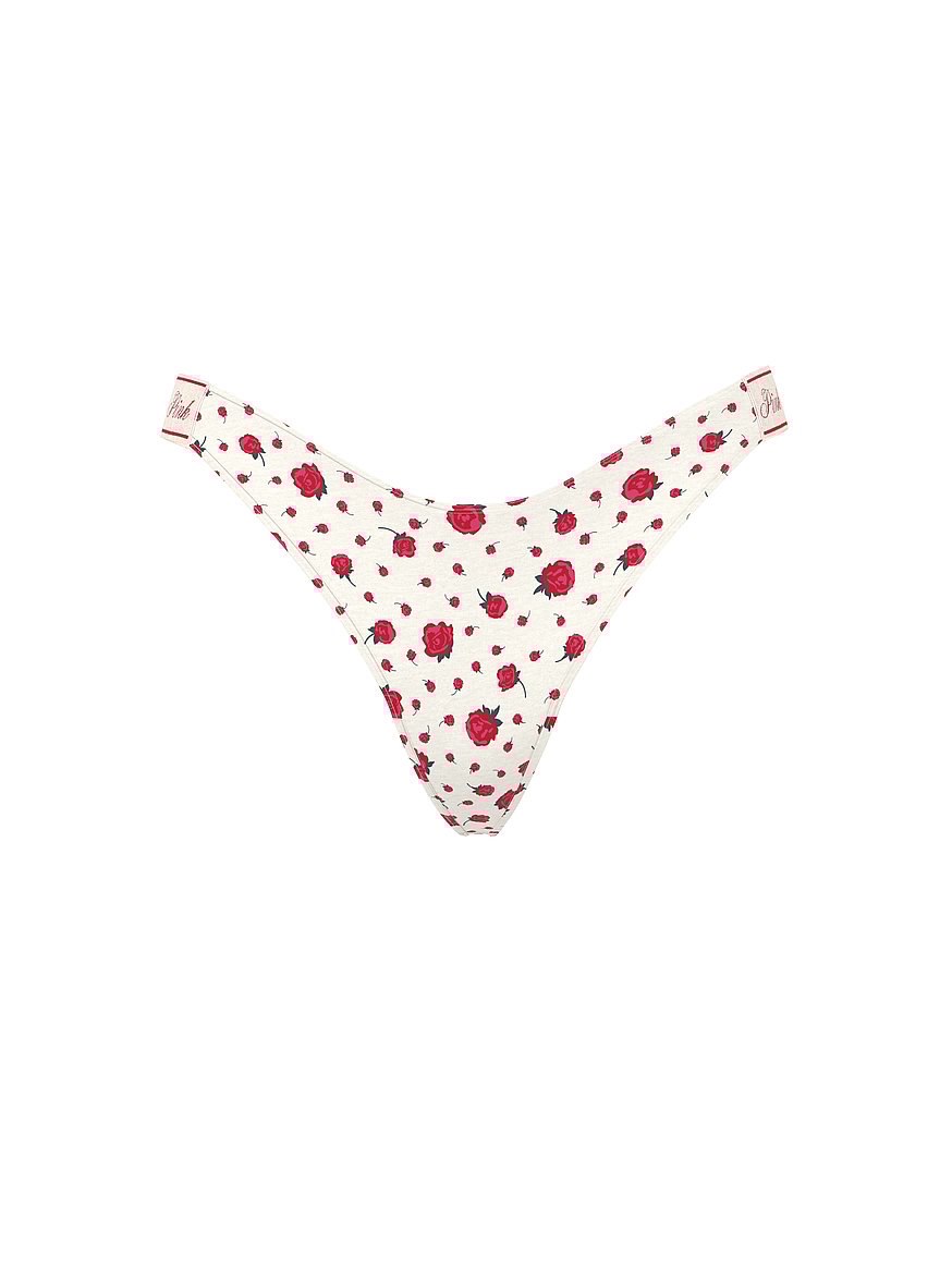 Logo Cotton Shine High-Leg Thong Panty