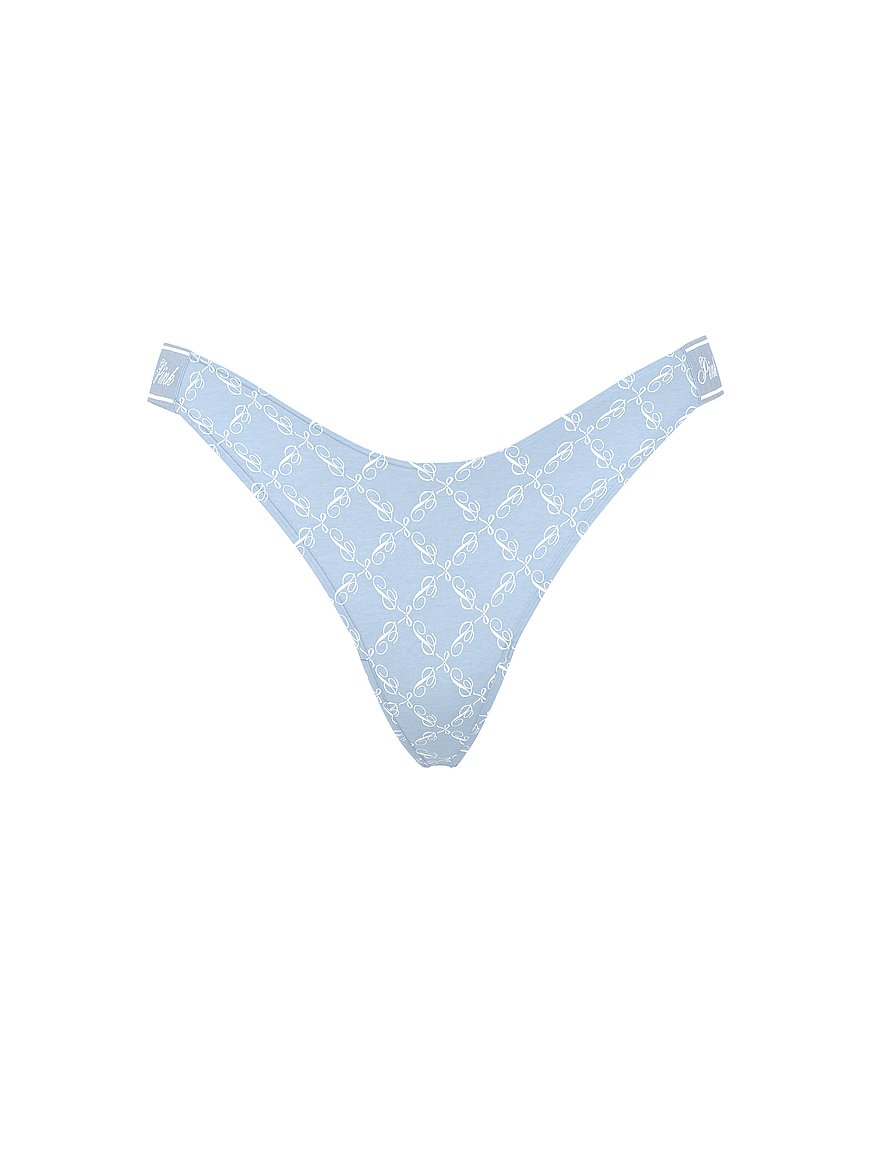 Logo Cotton Shine High-Leg Thong Panty
