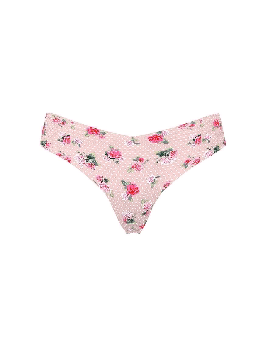 No-Show Plaid Mesh Thong Panty