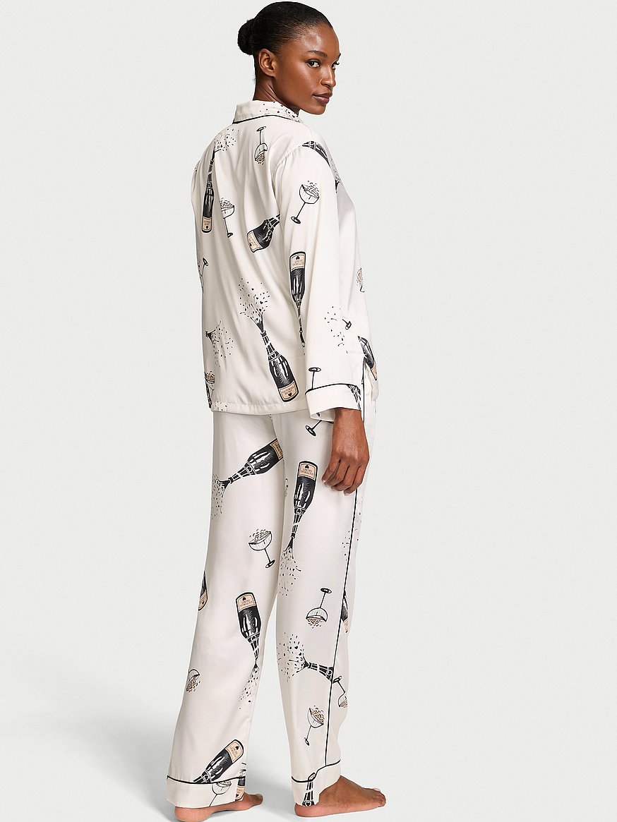 Glazed Satin Long Pajama Set