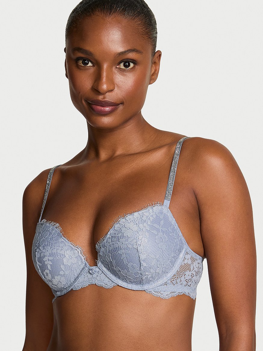 Twinkle Silver Lace Push-Up Bra
