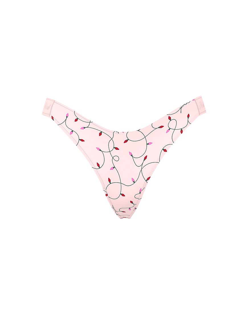 Logo Cotton Shine High-Leg Thong Panty