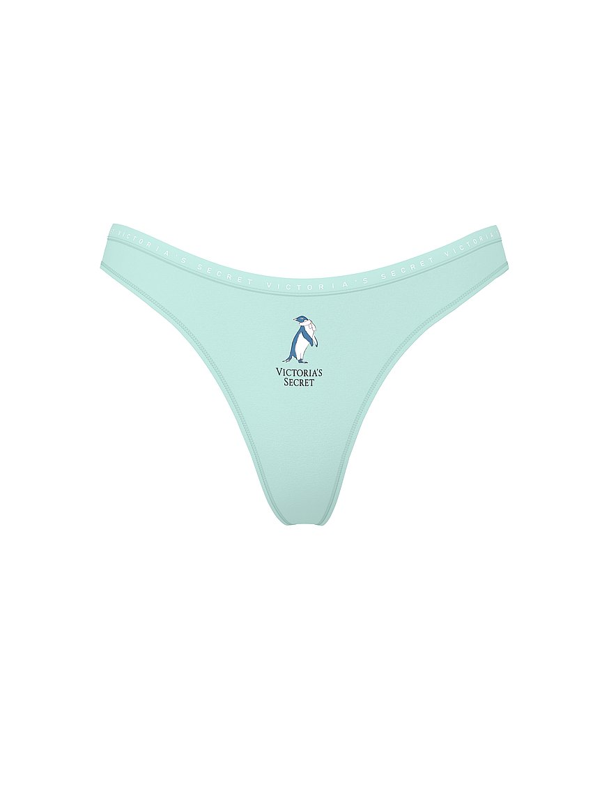 Stretch Cotton High-Leg Scoop Thong Panty