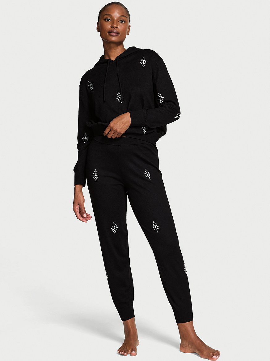 Luxe Knit Crystal Sparkle Jogger Pants