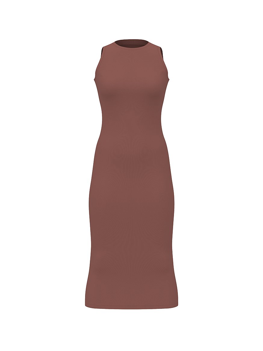 high neck brown midi dress Scuba & Velvet Satin Halterneck Midi Dress With Back Sash - Brown main image 1