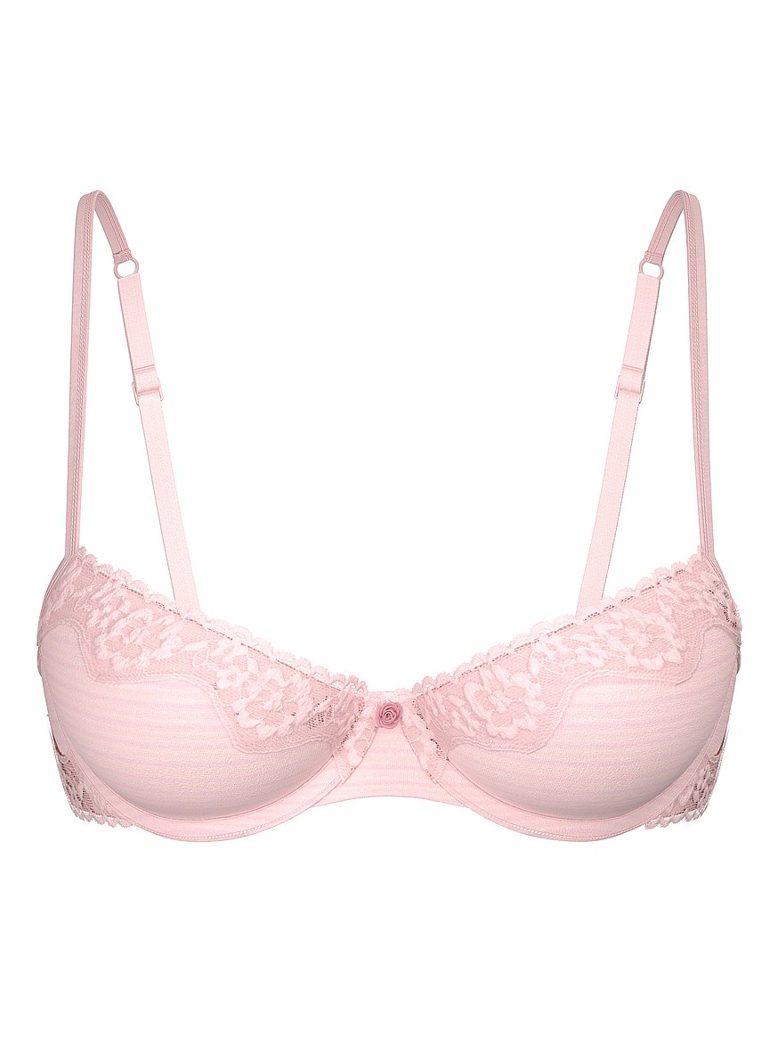 Cotton Shadow Stripe Unlined Demi Bra