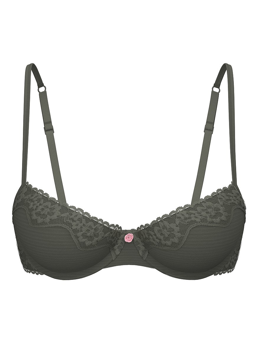 Cotton Shadow Stripe Unlined Demi Bra