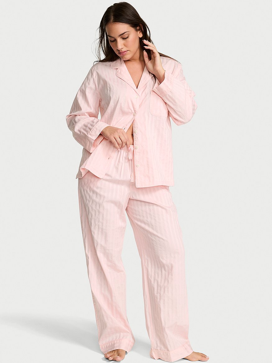 Heritage Cotton Shadow Stripe Long Pajama Set