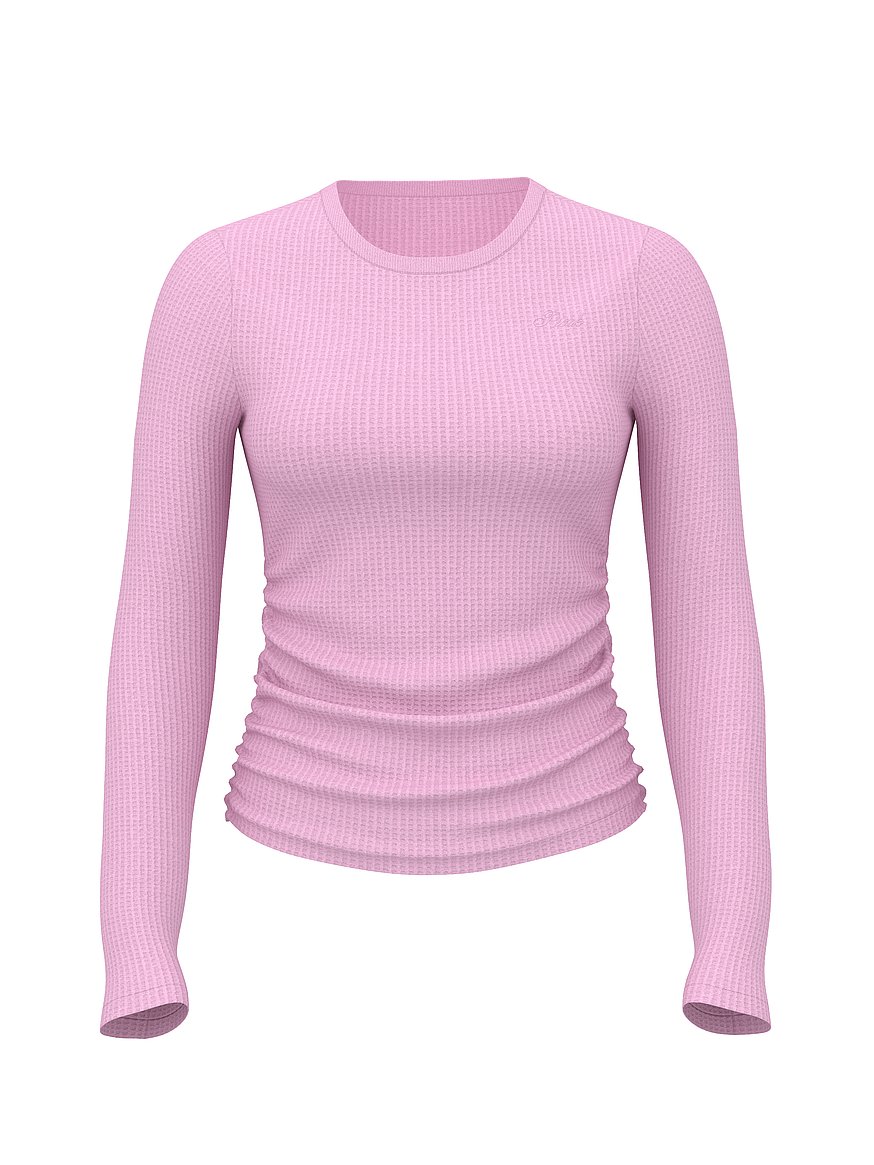 Waﬄe Knit Long-Sleeve Top
