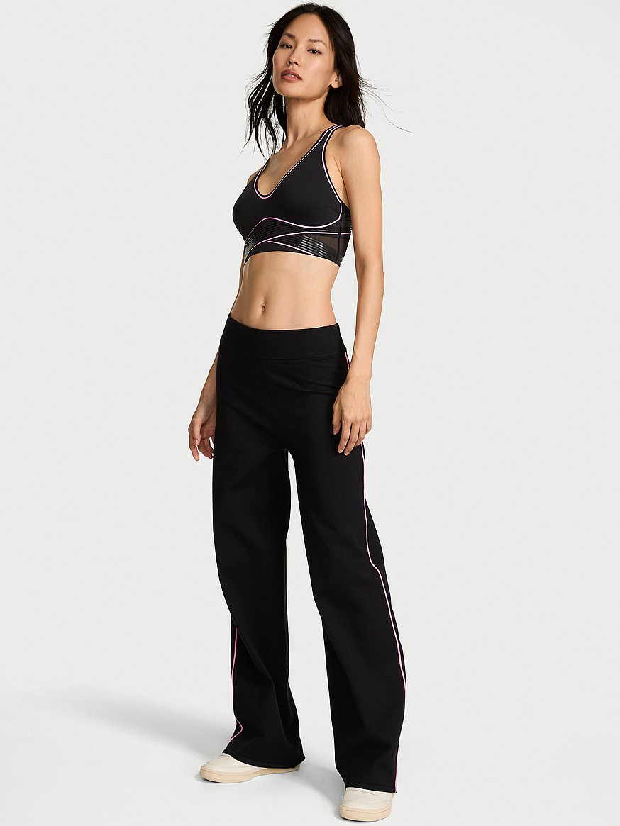 Buy Tipped Knit Wide-Leg Sweater Pant, Black & Pink - Order