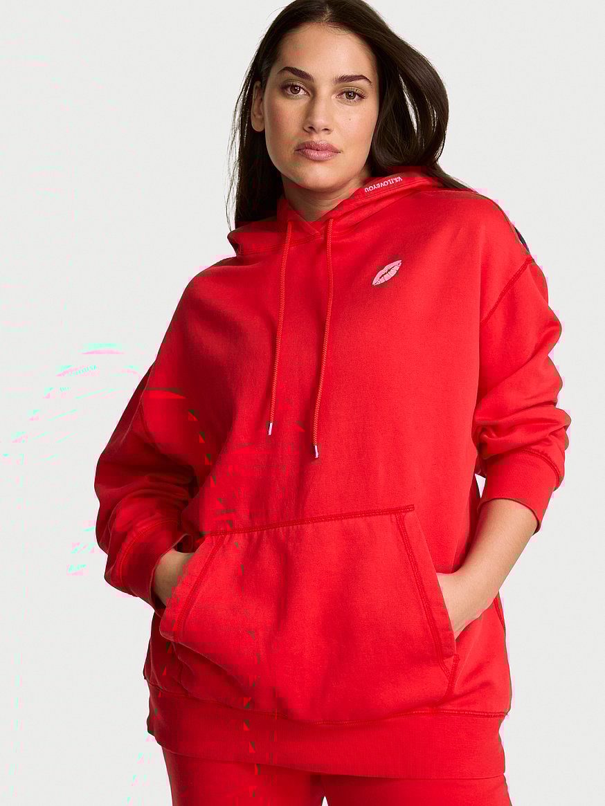 Buy Iconic Fleece Relaxed Hoodie, Washed Lipstick - Order Hoodies