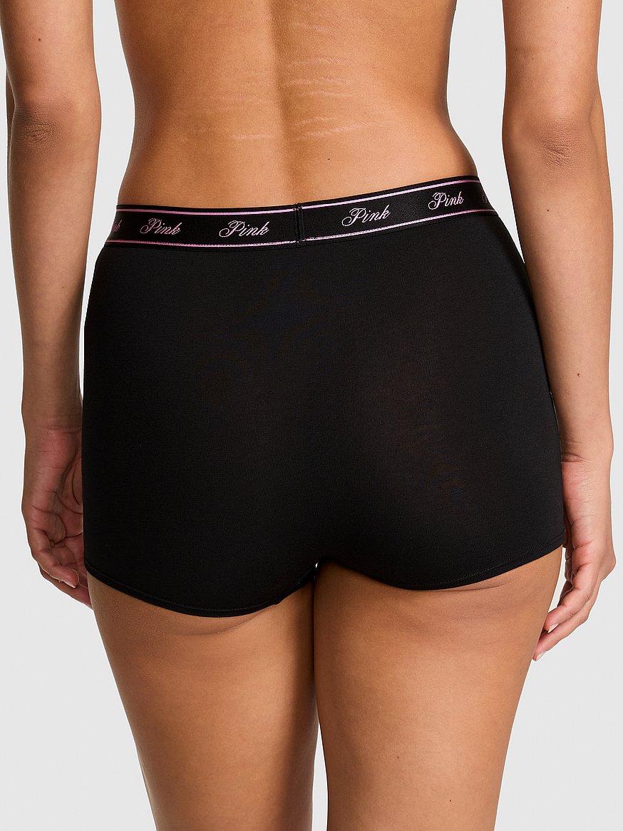 Logo Cotton High-Waist Boyshort Panty