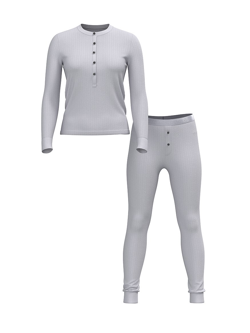 Cozy Pointelle Henley Long Pajama Set