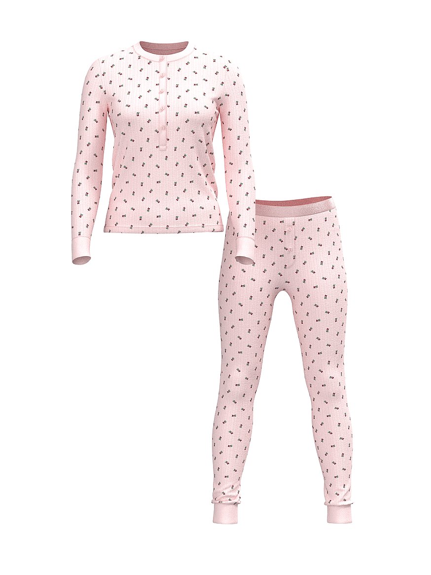 Cozy Pointelle Henley Long Pajama Set