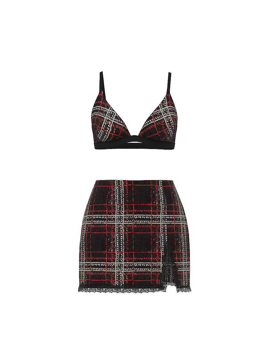 Buy Sequin Tartan Bralette & Skirt Set, Black Plaid - Order Cami Sets online - Victoria's Secret Buy Sequin Tartan Bralette & Skirt Set, Black Plaid - Order Cami Sets online - Victoria's Secret