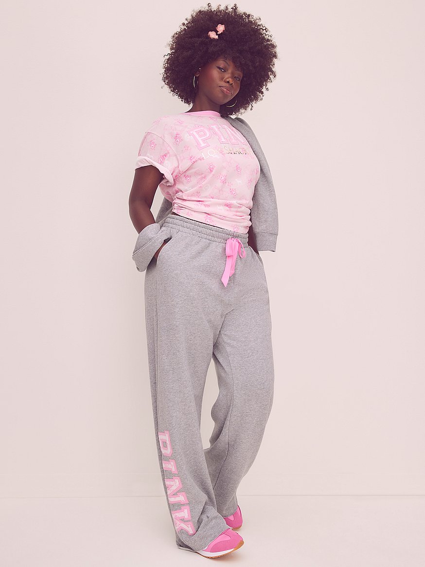 HTH PINK HEART ワイドレッグデニム パンツ ピンク Buy PINK x LoveShackFancy Wide-Leg Sweatpants, Vs Medium Heather