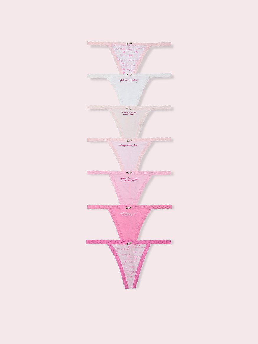 PINK x LoveShackFancy Rules of Pink 7-Pack V-String Panties
