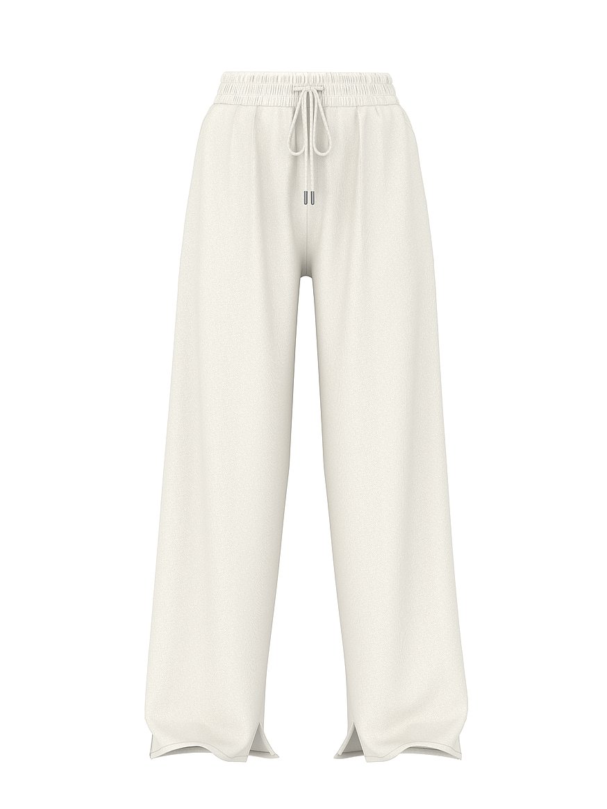 Ivy Fleece Wide-Leg Split-Hem Sweatpants