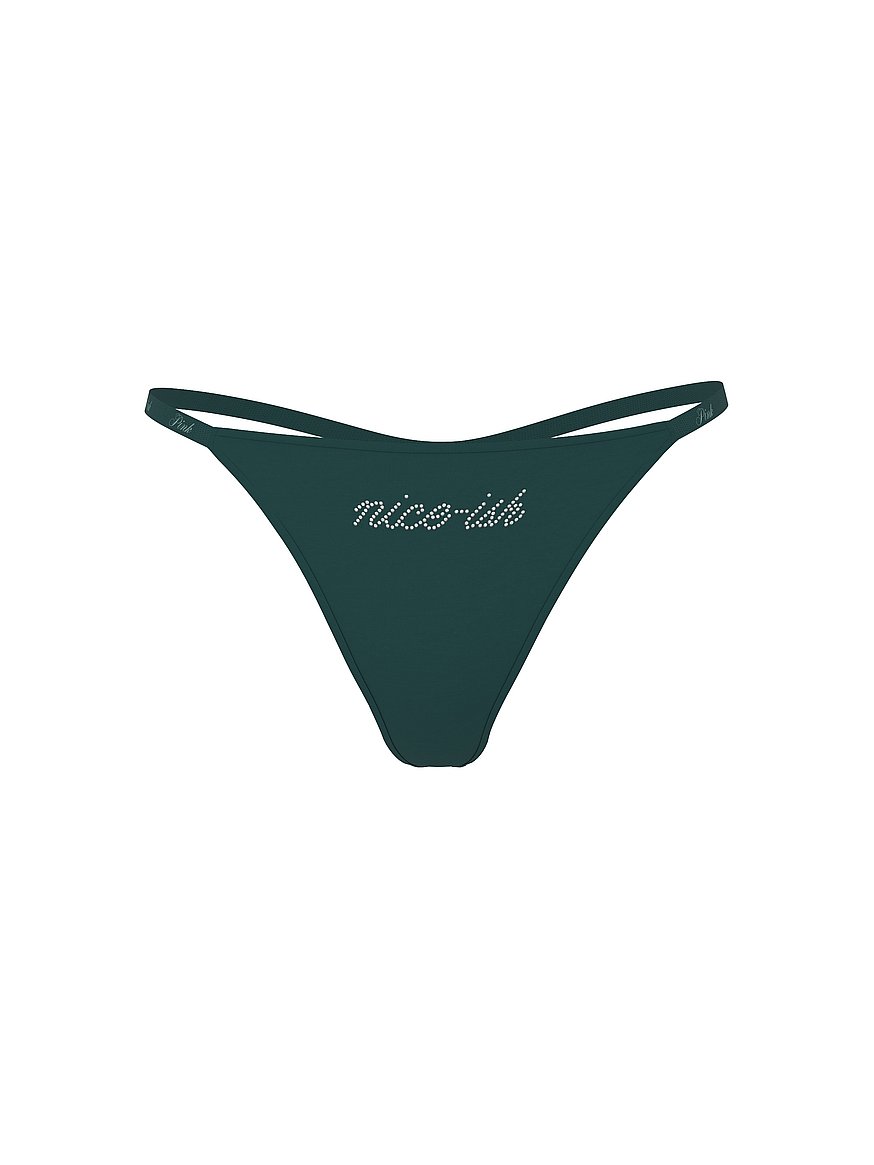 Logo Cotton Scoop Thong Panty