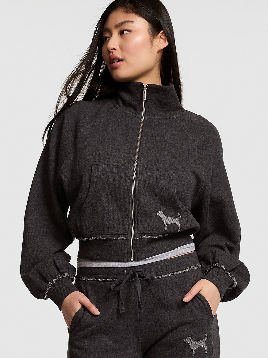 Buy Campus Terry™ Mock-Neck Full-Zip Sweatshirt, Charcoal Heather