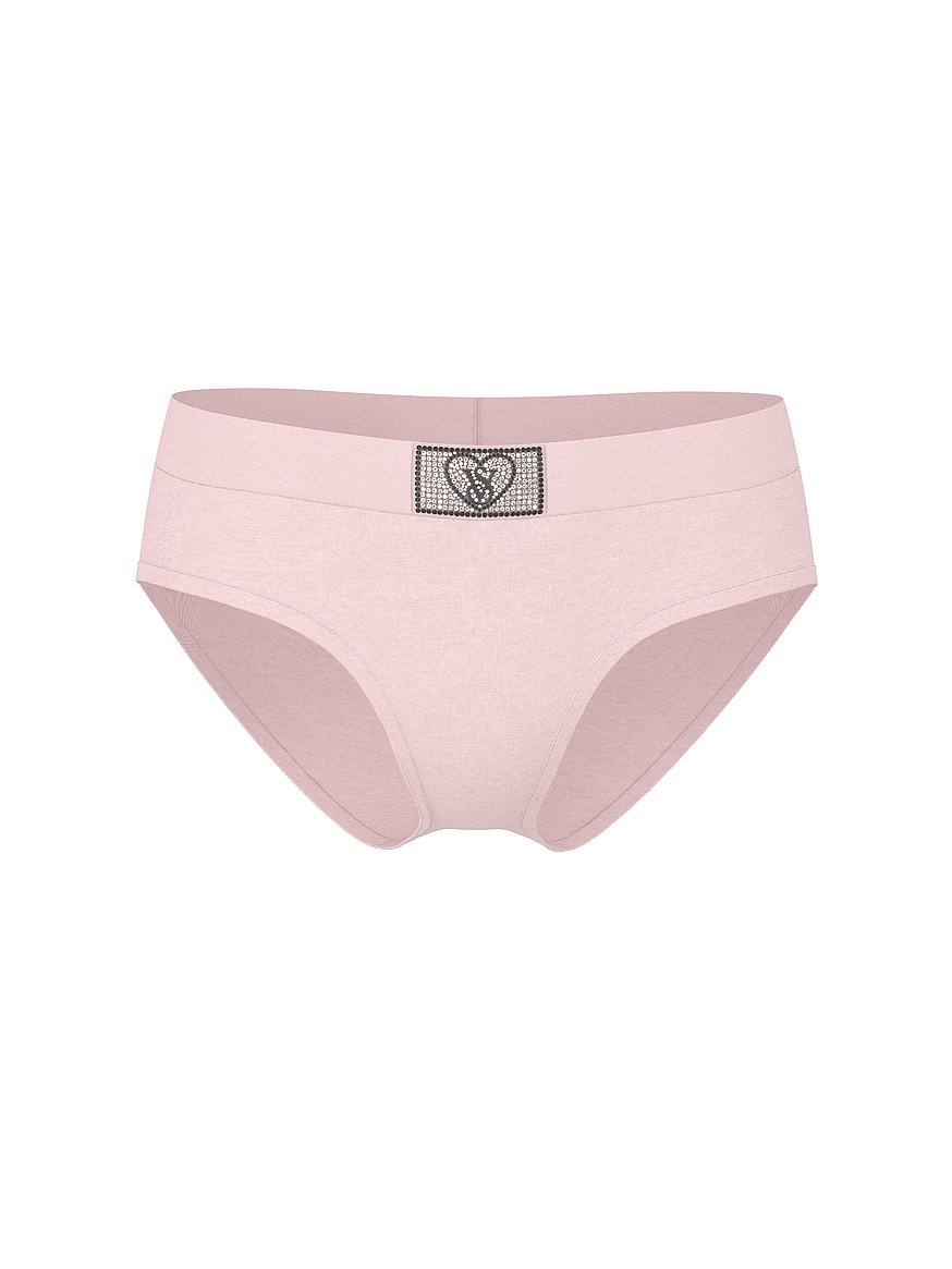 Logo Cotton Heart Shine Patch Hiphugger Panty