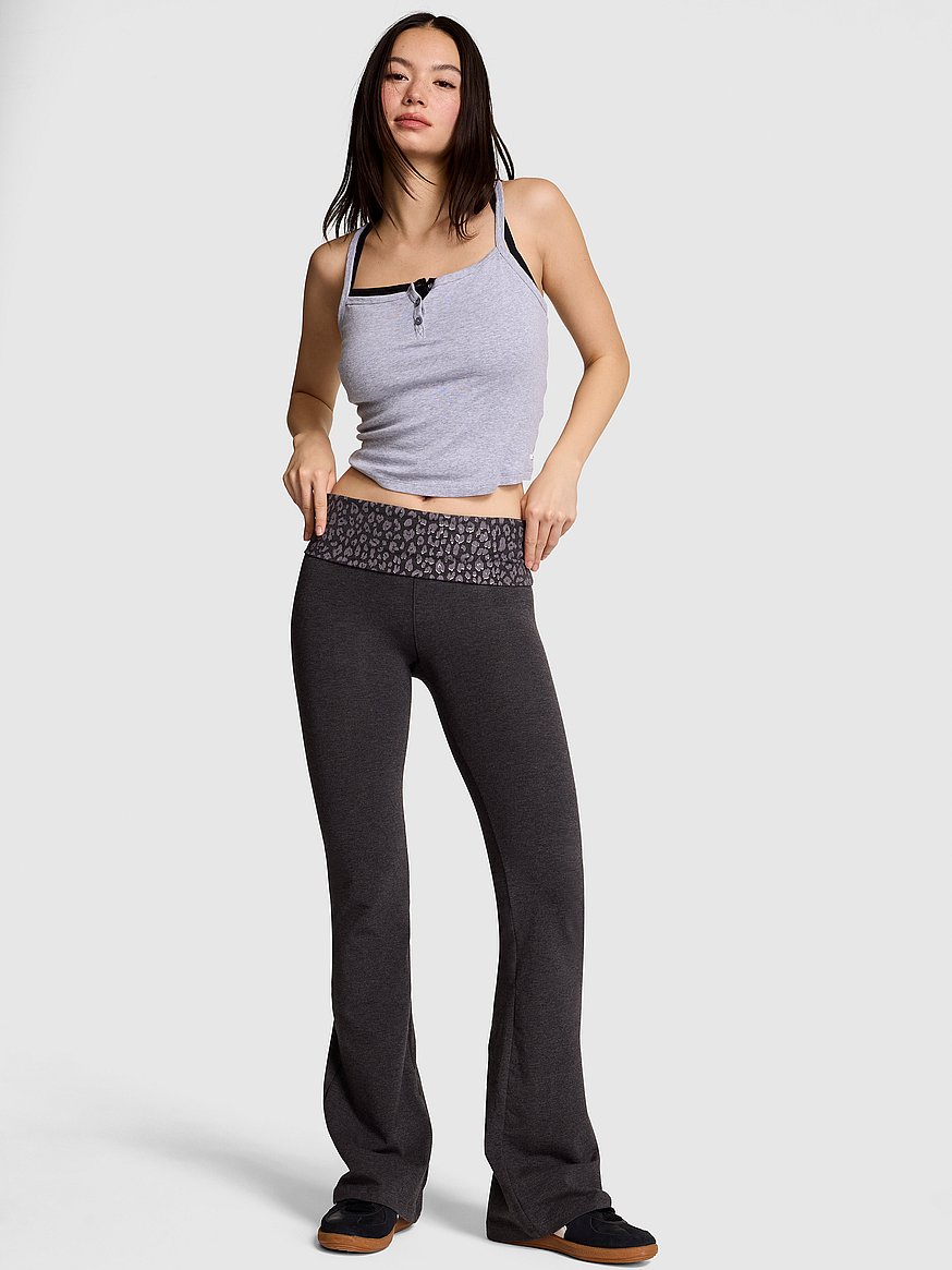 Buy All-Day Cotton™ Foldover Flare Leggings, Charcoal Heather Grey