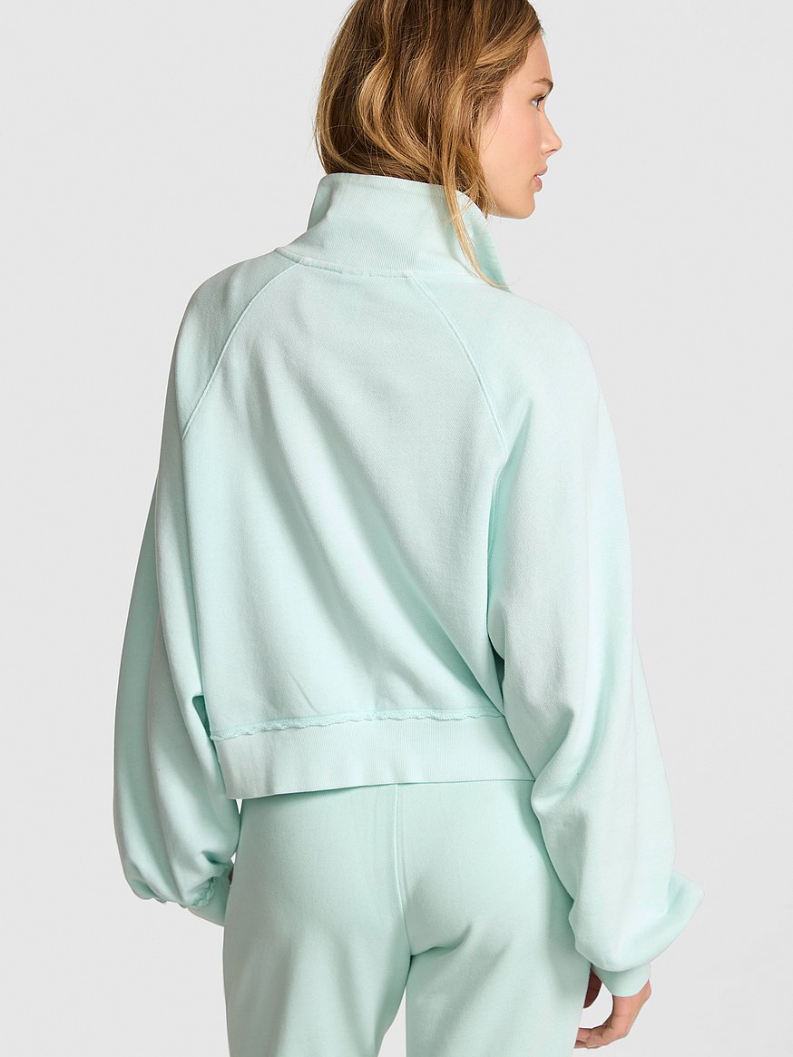 Buy Campus Terry™ Mock-Neck Full-Zip Sweatshirt, Spray Blue