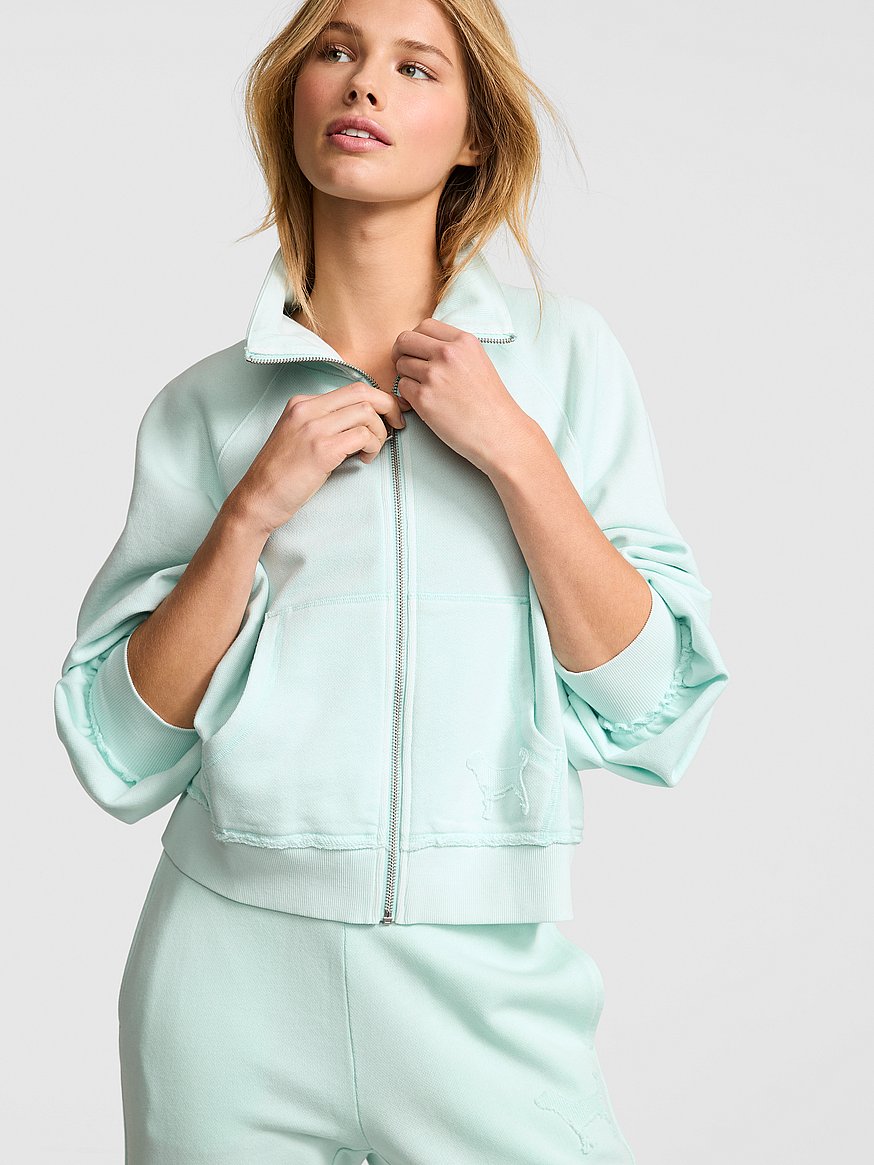 Buy Campus Terry™ Mock-Neck Full-Zip Sweatshirt, Spray Blue