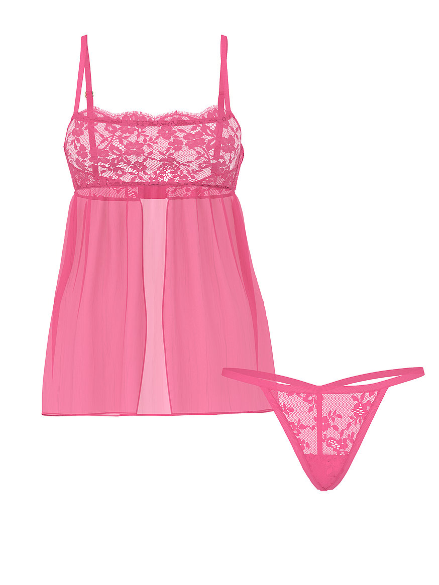 Buy Dare to Dream Lace Pleated Babydoll Set, Rose Garden - Order