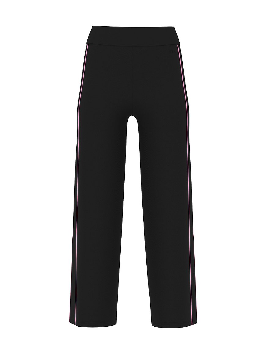 Buy Tipped Knit Wide-Leg Sweater Pant, Black & Pink - Order