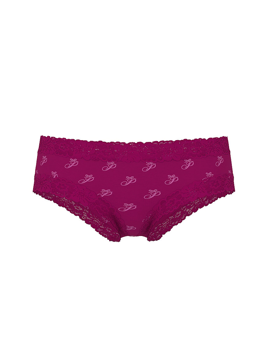 Buy PINK Wink™ Lace-Trim Cheeky Panty, Magenta Rose Script P Print
