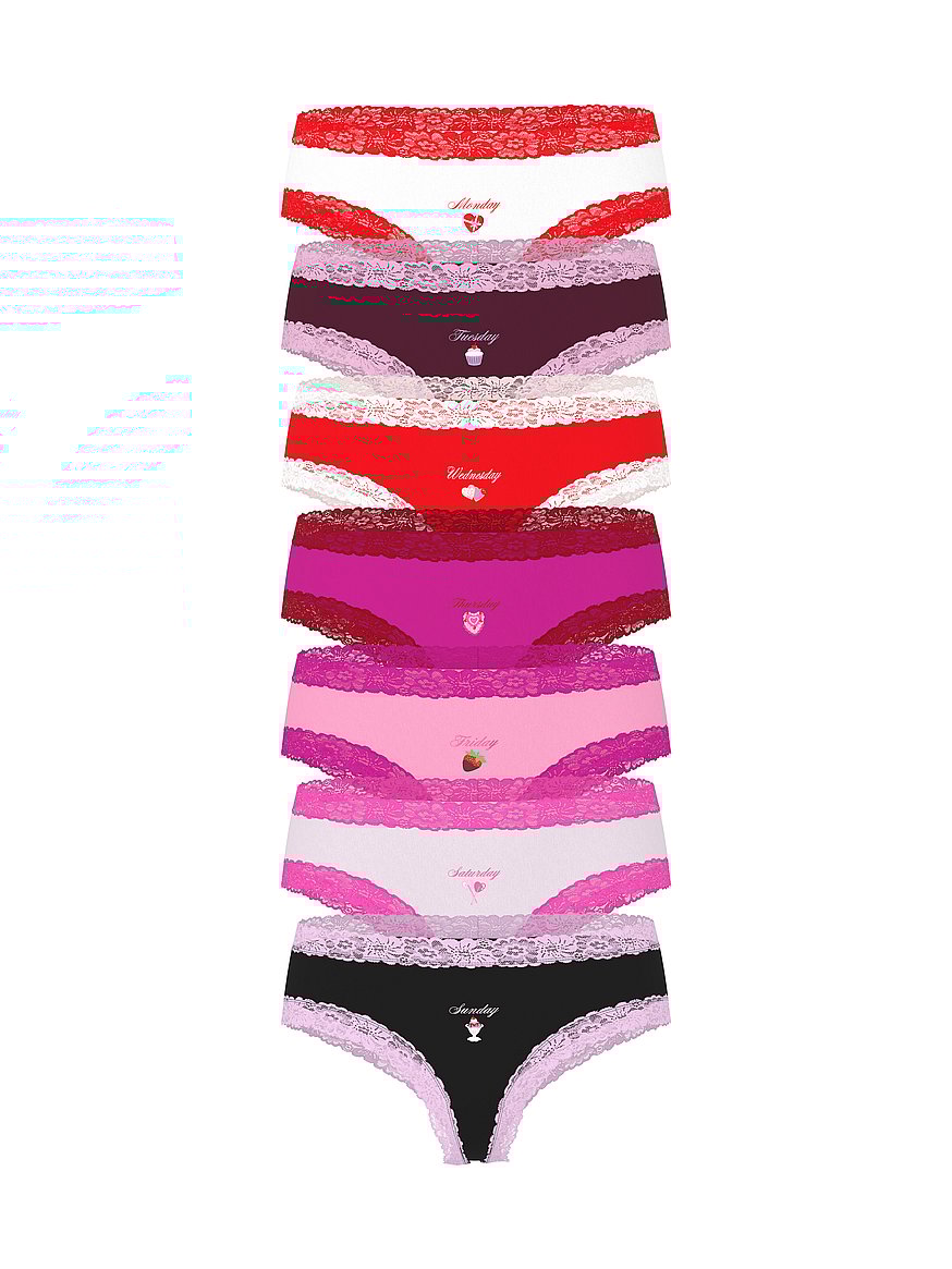 Buy 7-Pack Wink Lace-Trim Cheeky Panties, V-Day Days Of The Week