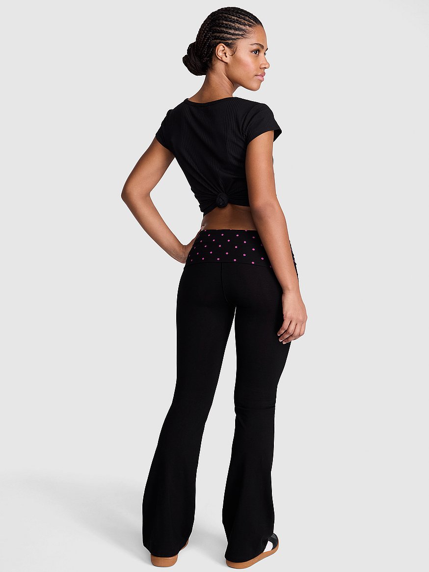 Buy All-Day Cotton™ Foldover Flare Leggings, Pure Black Polka Dot