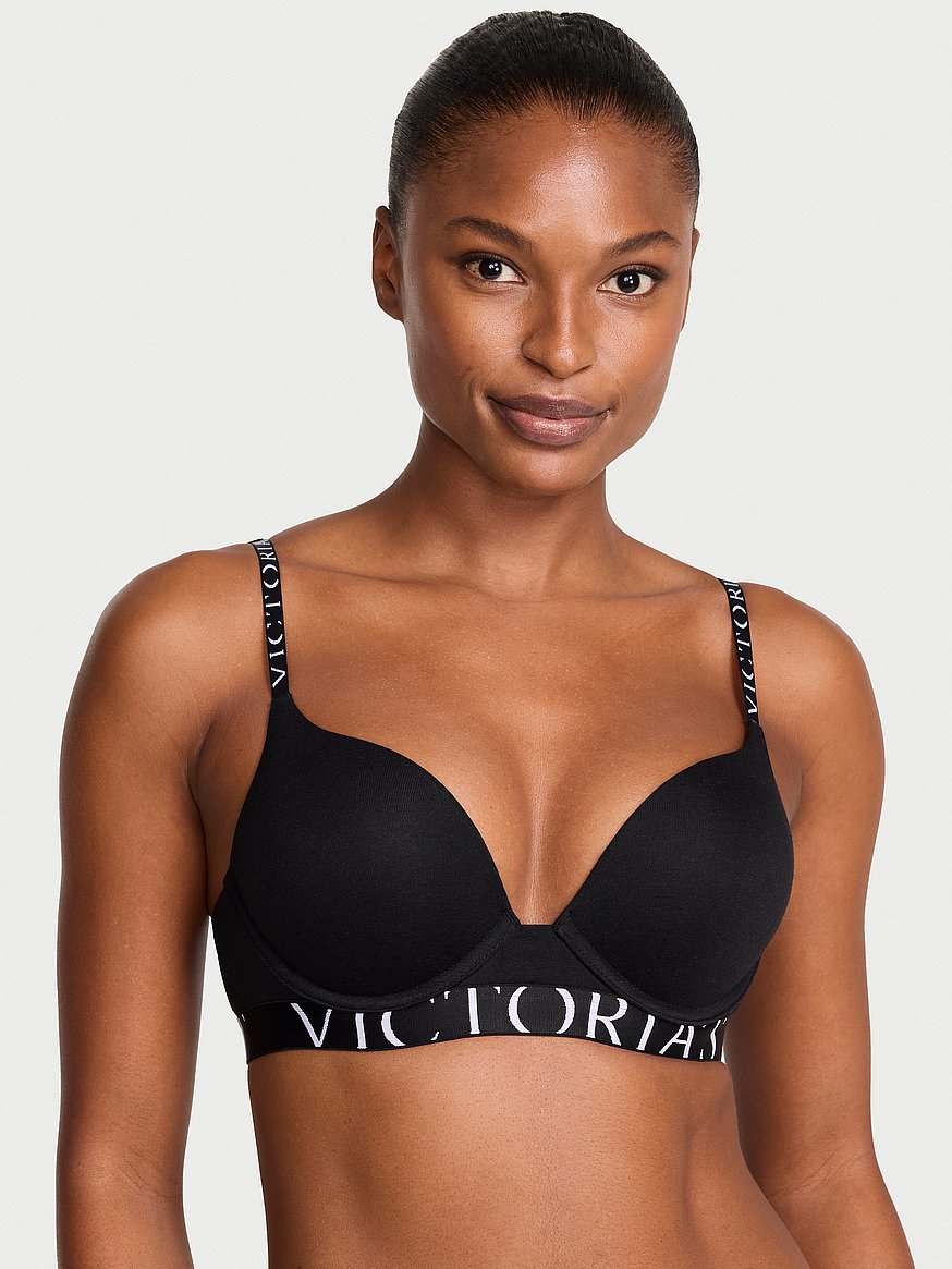 Buy Bombshell Add-2-Cups Cotton Exploded Logo Push-Up Bra, Black