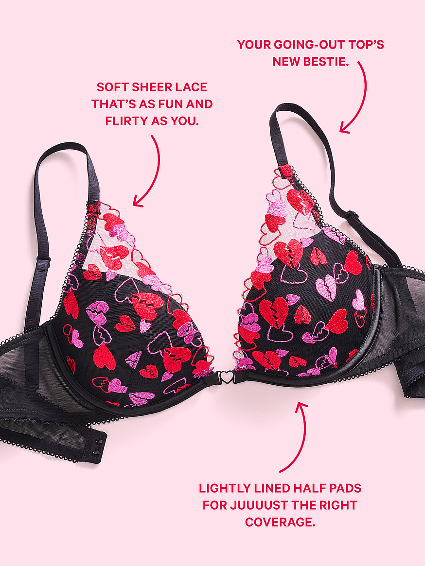 Buy PINK Wink™ Lightly Lined Plunge Bra, Black Mesh - Order Bras