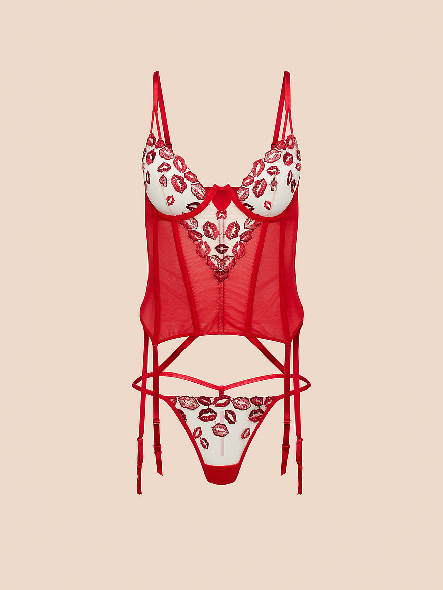 Buy Besos Basque Bustier, True Red - Order BUSTIER-LINGERIE online
