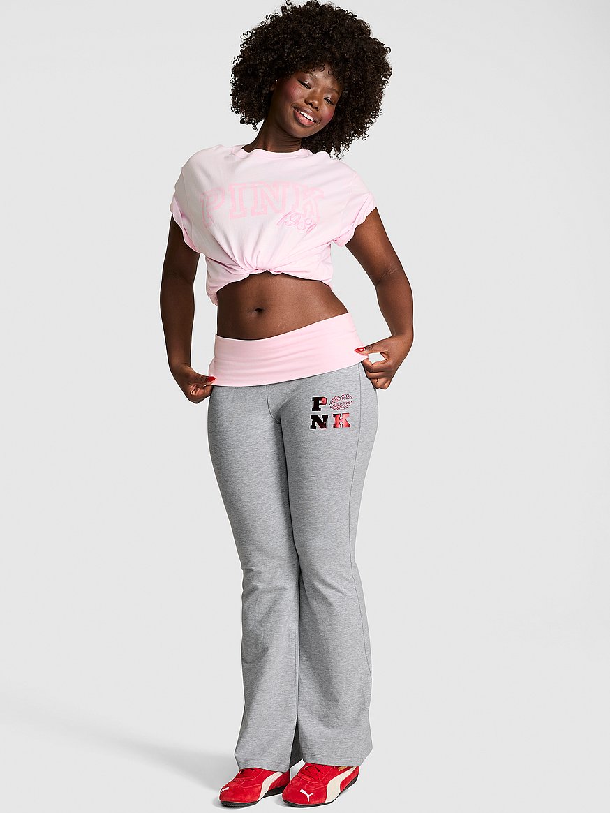 Buy All-Day Cotton™ Foldover Flare Leggings, Medium Heather Grey