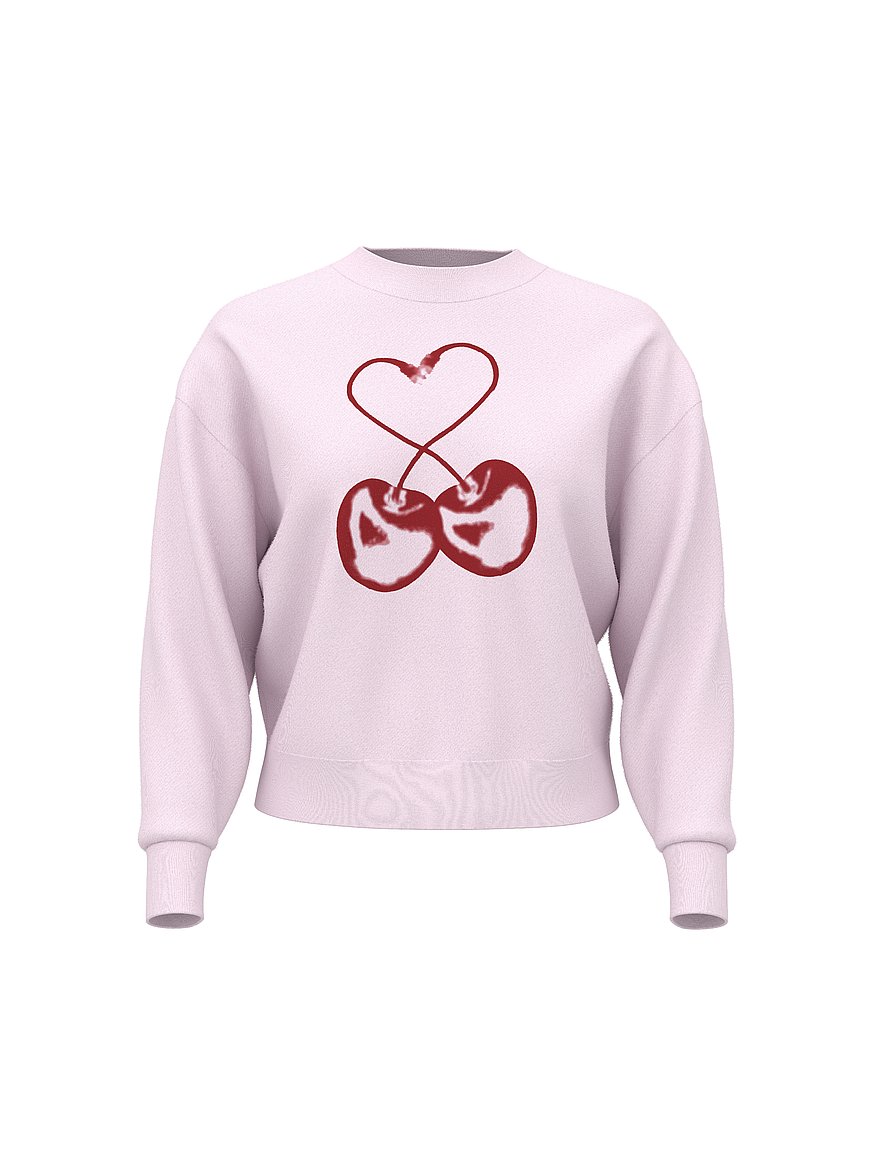 Buy Campus Knit Sweater, Pink Tulip Cherry V-Day - Order Sweaters