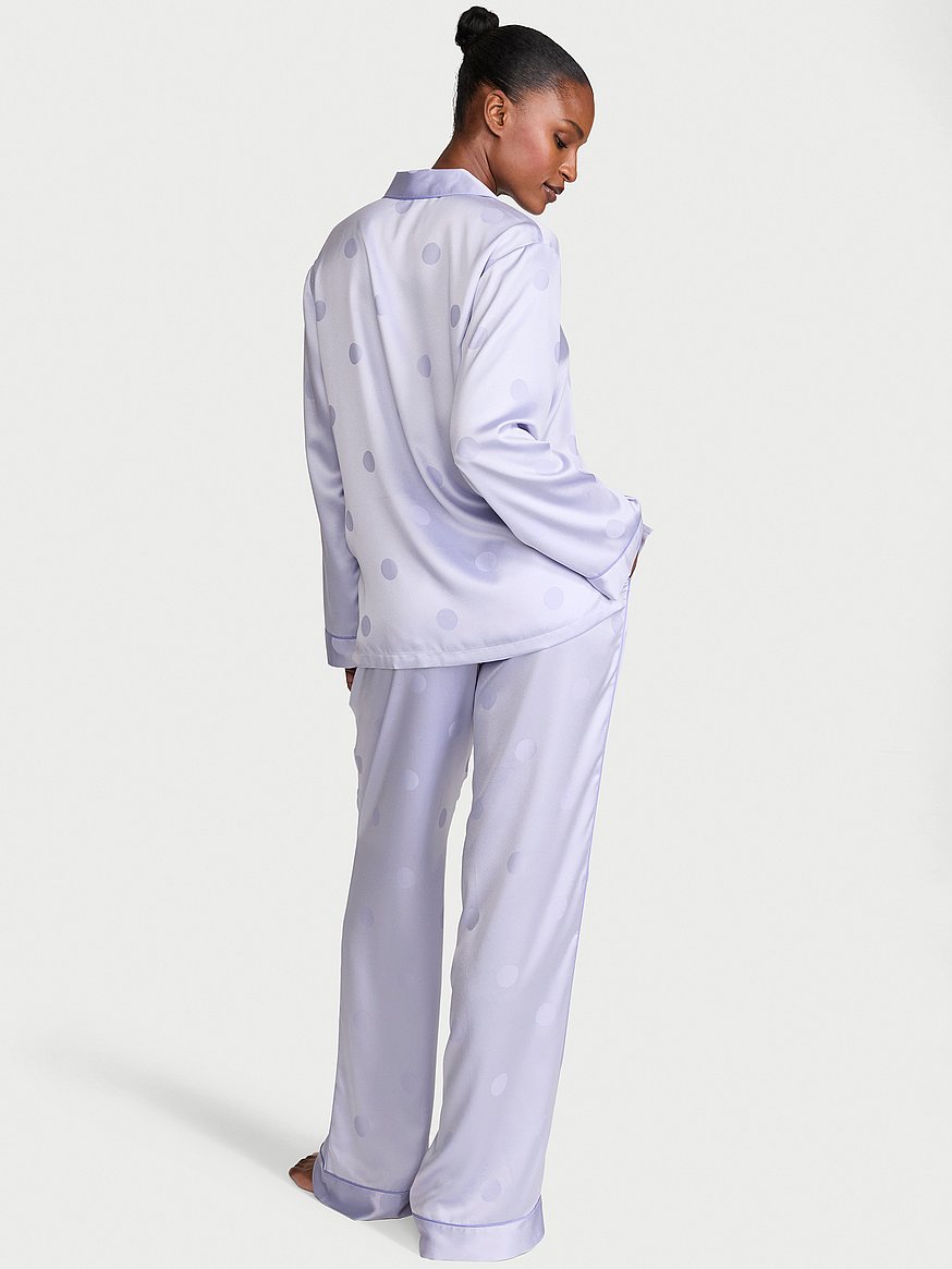 Buy Signature Satin Long Pajama Set, Icy Lavender - Order Pajamas