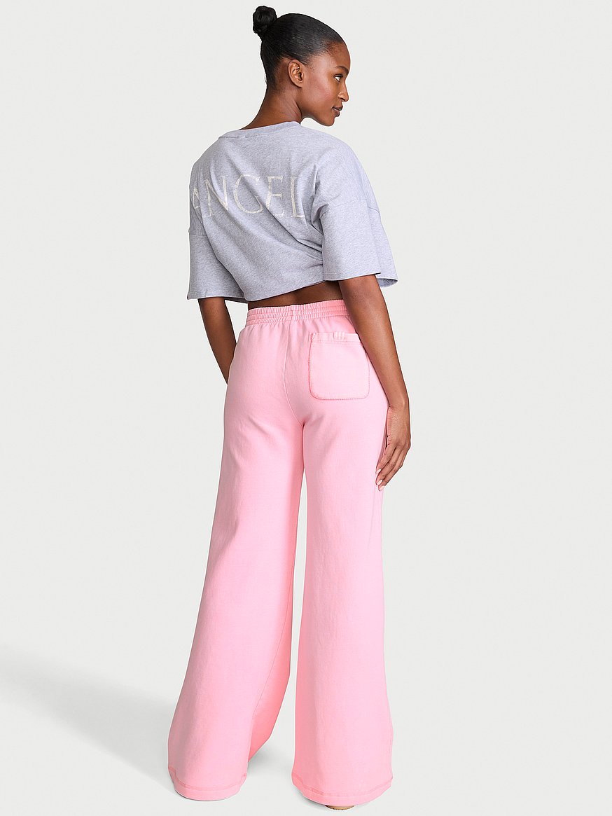 Buy Iconic Fleece Wide-Leg Sweatpant, Washed Victoria Pink - Order