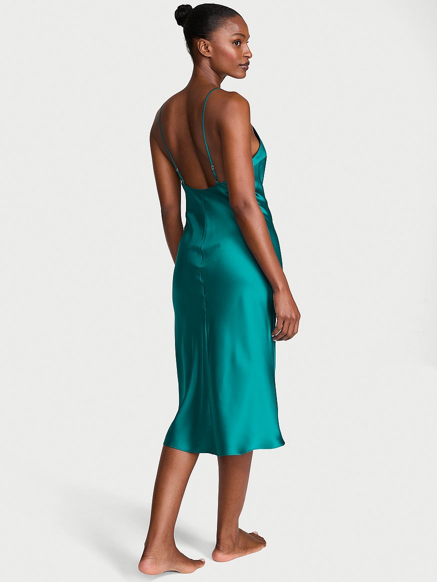 Buy Satin Midi Slip Dress, True Teal - Order Slips online - Victoria's  Secret US