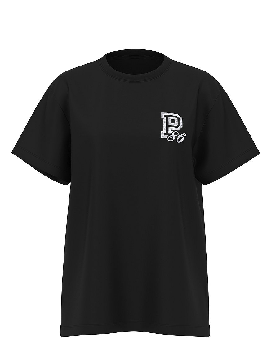 Buy Campus Cotton™ Tee, Pure Black - Order Tops online - PINK US