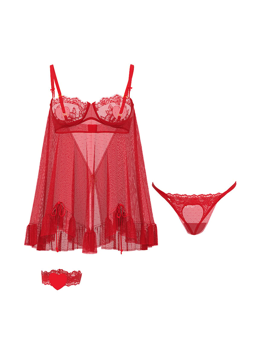 Buy Cupid Babydoll Dress-Up Lingerie Set, Lipstick - Order Lingerie online  - Victoria's Secret