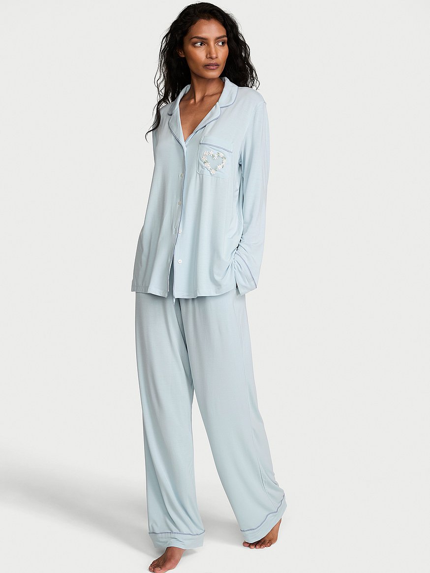 Buy SoSoft™ Modal Bow Long Pajama Set, Bikini Pink W Bow Pocket