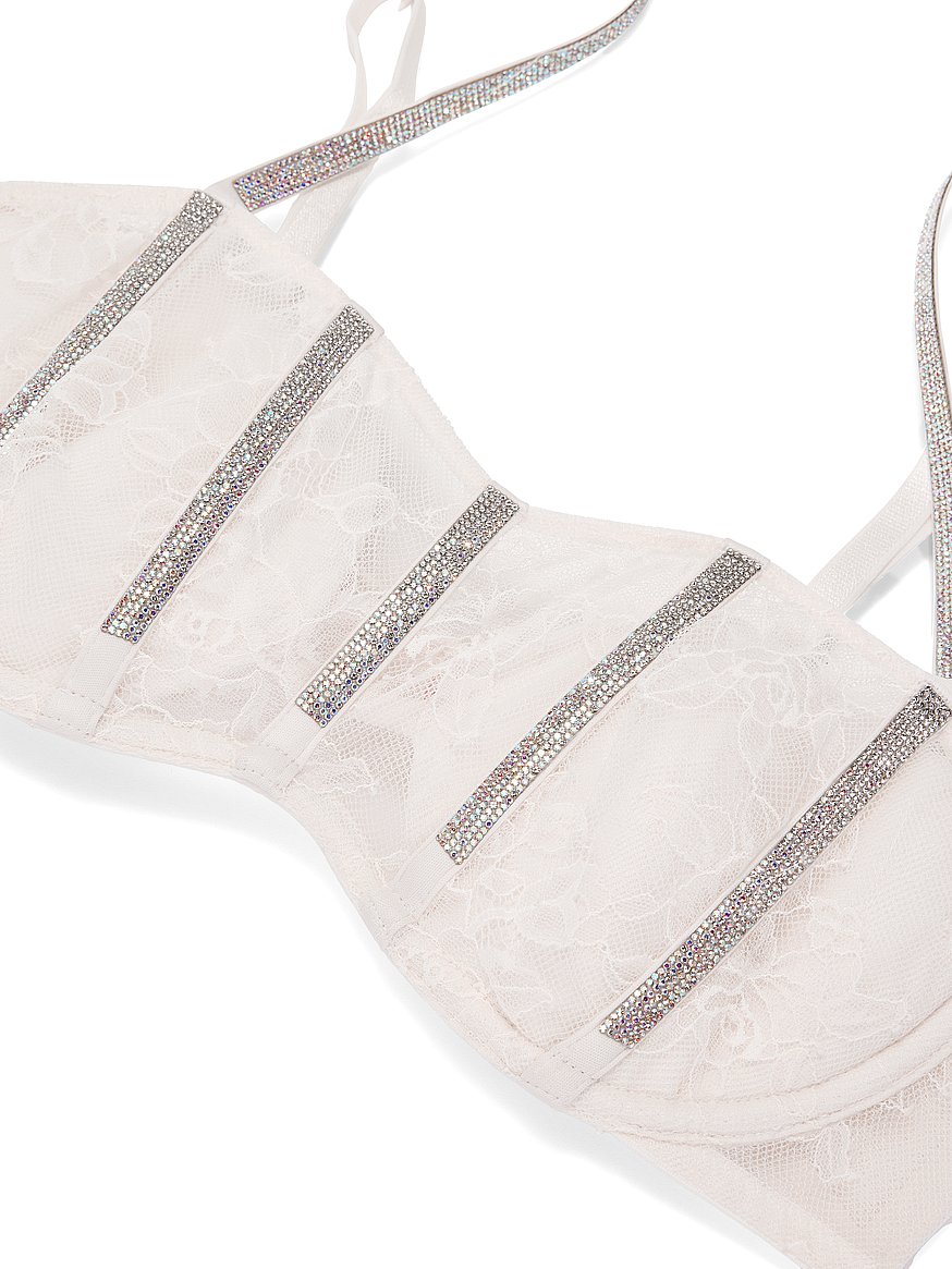 Buy Rose Lace Gradient Shine Bandeau Bra, Coconut White - Order