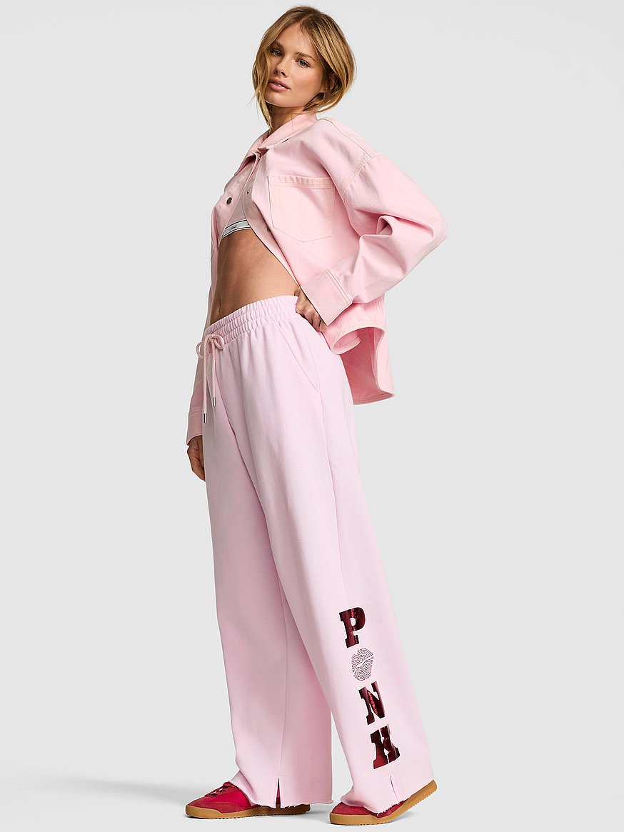 Buy Campus Fleece™ Wide-Leg Split-Hem Sweatpants, Pink Tulip V-Day