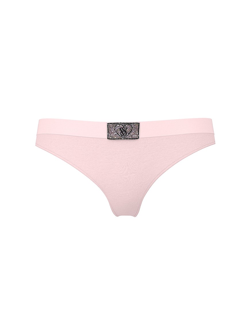 Logo Cotton Heart Shine Patch Thong Panty